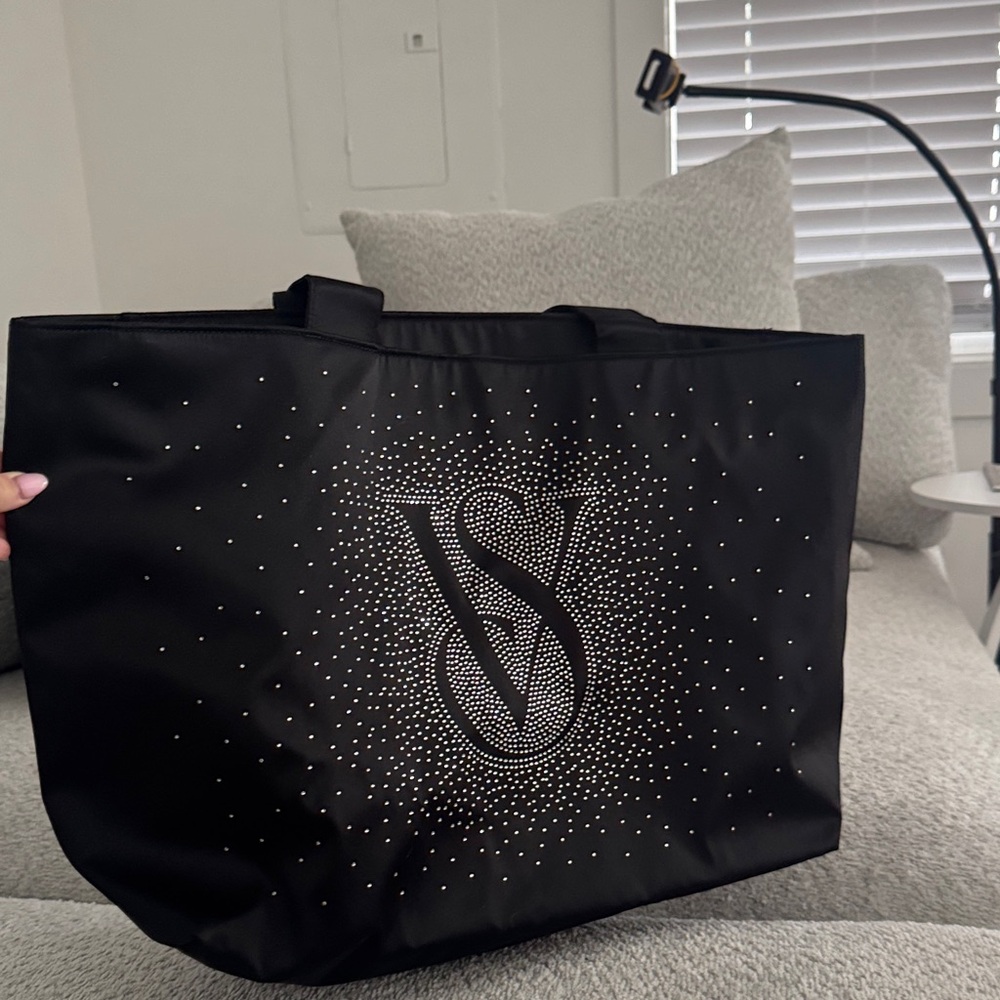 Victoria's Secret Black Tote with Rhinestone Accents